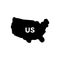 Black solid icon for Us, map and country