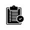 Black solid icon for Verfication Of Delivery List Clipboard, daytimer and program