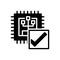 Black solid icon for verify, calibrate and inquire