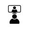 Black solid icon for Video conference, call and conversation