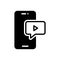 Black solid icon for Video Message, application and chat