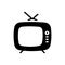 Black solid icon for Vintage Television, classic and antenna