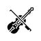 Black solid icon for Violin, fiddle and classical