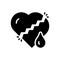 Black solid icon for Worry, broken and heart