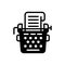 Black solid icon for Writers, amanuensis and typewriter