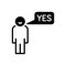 Black solid icon for Yes, all right and very