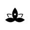 Black solid icon for Yoga, flower and concentration