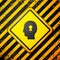 Black Solution to the problem in psychology icon isolated on yellow background. Key. Therapy for mental health. Warning