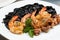 Black spaghetti with shrimps