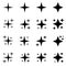 Black sparkles symbols vector. The set of sample vector stars sparkle icon. Bright firework, decoration twinkle, shiny flash.