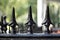 Black spearheads on a fence