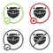 Black Speedboat icon isolated on white background. Circle button. Vector Illustration