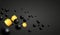 Black spheres and golden cubes floating in space.