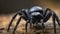 Black spider close up. Generative AI
