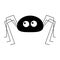 Black spider silhouette. Long paws. Happy Halloween. Funny insect. Big eyes. Cute cartoon kawaii baby character. Flat material