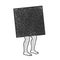 black square on male legs line art sketch vector