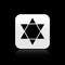Black Star of David icon isolated on black background. Jewish religion symbol. Symbol of Israel. Silver square button