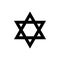 The black Star of David. The national symbol of the State of Israel. Pictogram, icon isolated on a white background.