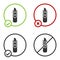 Black Stationery knife icon isolated on white background. Office paper cutter. Circle button. Vector Illustration.