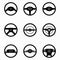 Black steering wheel a collection of icons