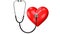 Black Stethoscope with the Red Heart Symbol. Medicine Equipment and Medical Health Care Design Template. 3d Rendering