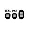 Black sticker for auto. Three car pedals with lettering real man. Graphic silhouette illustration for Manual Transmission. Flat