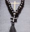 Black stone christianity beads with cross on bible