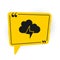 Black Storm icon isolated on white background. Cloud and lightning sign. Weather icon of storm. Yellow speech bubble