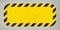 Black Stripped rectangle with rounded corners on yellow background. Text space. Blank Warning Sign