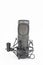 Black Studio Condenser Professional Microphone above white background