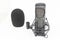 Black Studio Condenser Professional Microphone above white background