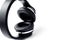 Black stylish professional wireless headphone on white background. High-quality music studio headset.