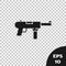 Black Submachine gun M3, Grease gun icon isolated on transparent background. Vector