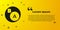 Black Subsets, mathematics, a is subset of b icon isolated on yellow background. Vector