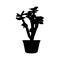 Black succulent in pot for indoor office and house plant, vector