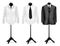 Black suit and white shirt on mannequins. Vector.