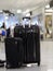 Black suitcases standing airport