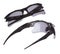 Black sun Fashion Glasses fly in air showing many angle rotated. Fashion trend glasses for confident work and beautiful wearing is