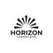 Black sun horizon view logo design