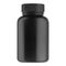 Black supplement bottle. Vitamin pill container