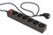 Black surge protector or spike suppressor. A power bar with built-in surge protector and multiple outlets. 3D rendering