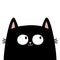 Black surprised cat kitten kitty icon. Big eyes. Happy emotion. Cute cartoon kawaii character. Happy Valentines Day. Greeting card