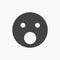 Black surprised, terrified face icon.