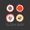 Black sushi bar food logo vector template