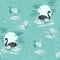 Black Swan, seamless pattern of Chinese and Japanese miniatures