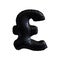 Black symbol pound sterling made of inflatable balloon on white background.