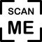 black symbol "scan me " on the white. QR code icon