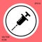 Black Syringe icon isolated on red background. Syringe for vaccine, vaccination, injection, flu shot. Medical equipment