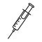 Black Syringe icon isolated. Simple Vaccine Sign. Injection Symbol