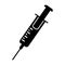 Black Syringe icon isolated. Simple Vaccine Sign. Injection Symbol